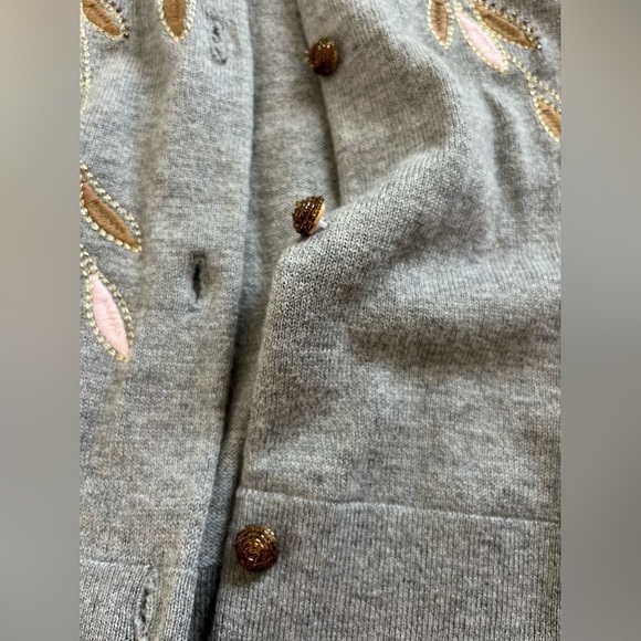 Sundance Afterlight Embroidered Cardigan Sweater Gray Merino Wool Size M - Picture 8 of 8